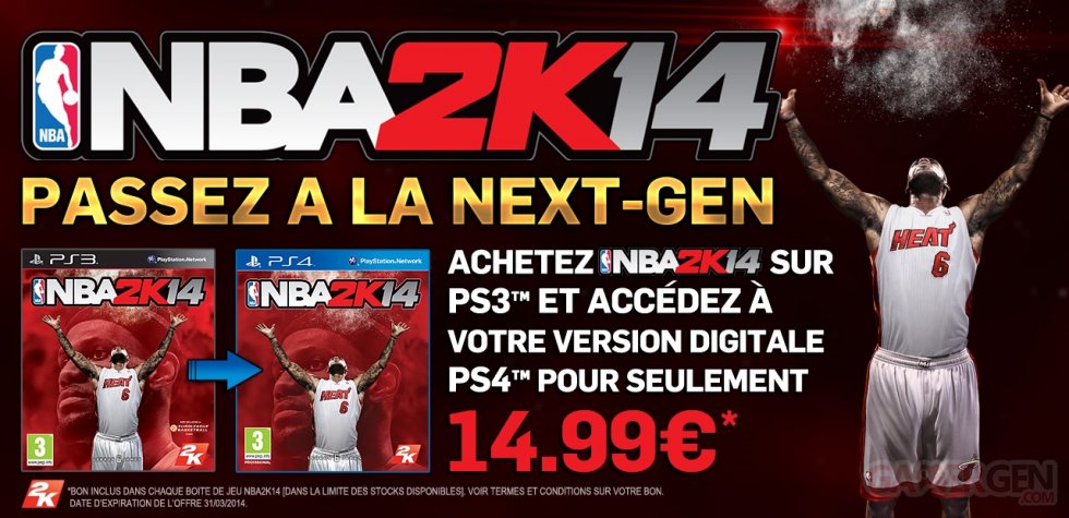 2K NBA 2K14 Offre passage PlayStation3 PlayStation4