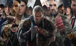 Assassin's Creed série saga licence franchise key art banner head personnages 2020