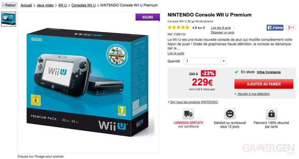 Auchan offre promotion Wii U 229 euros