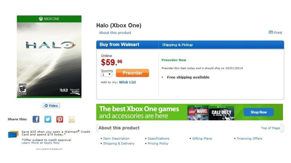 Halo 5 date sortie walmart
