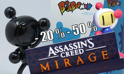 Promotions Lampes Assassins Creed Mirage et figurines Bomberman
