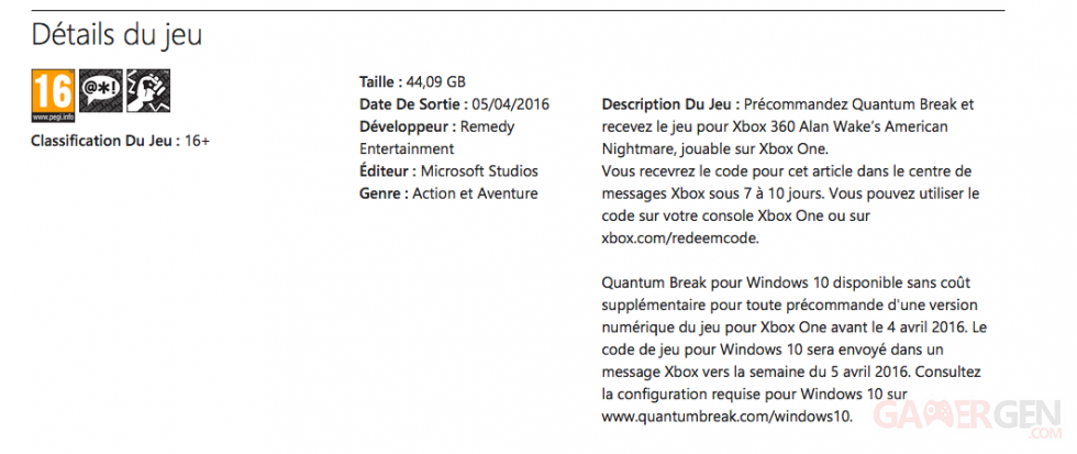 Quantum Break PC Marche? Xbox Live