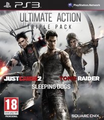 Action Pack Tomb Raider + Just cause 2 + Sleeping Dogs jaquette PEGI PS3