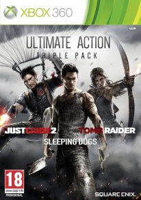 Action Pack Tomb Raider + Just cause 2 + Sleeping Dogs jaquette PEGI Xbox 360