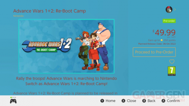 Advance Wars 1+2 Reboot Camp date sortie VGC