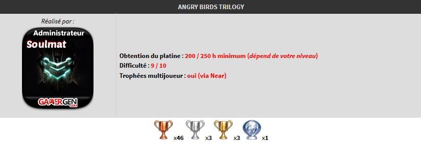 Angry Birds Trilogy Trophees Guide officiel 01.04.2014