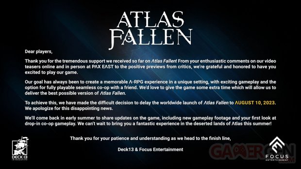 Atlas Fallen report 29 03 2023