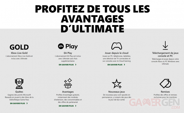 Avantages Xbox Game Pass Ultimate
