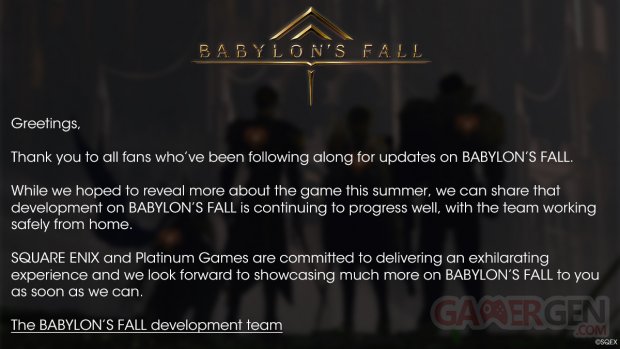 Babylon's Fall 13 07 2020 development update