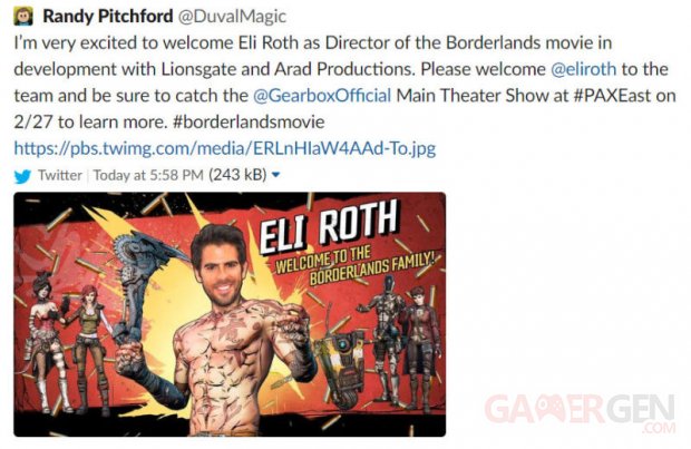 Borderlands Eli Roth leak