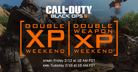 call of duty black ops 3 double xp weapon week end