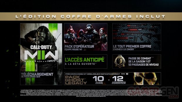 Call of Duty Modern Warfare II édition Coffre armes contenu 08 06 2022