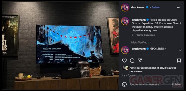 Clair Obscur Expedition 33 Neil Druckmann Instagram
