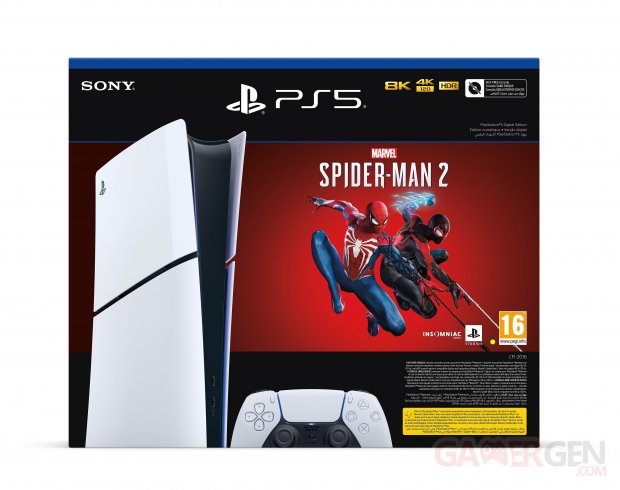 Console Sony PS5 Slim Edition digitale Blanc et Noir + Marvel's Spider Man 2