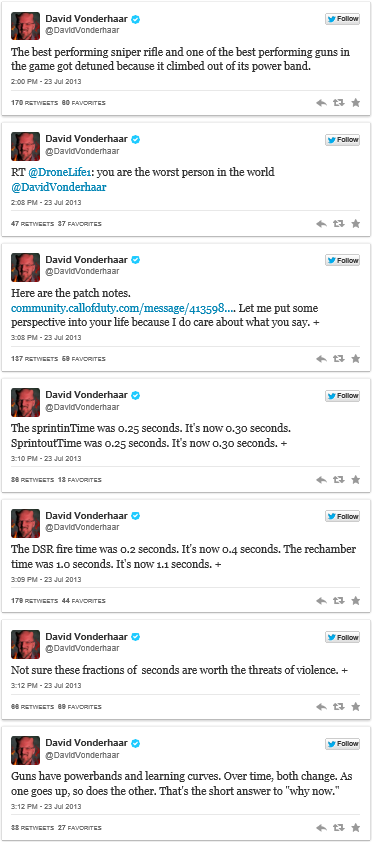 David Vonderhaar twitter reponse menace call of duty black ops 2