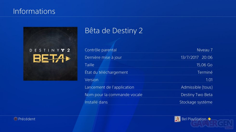 Destiny 2 beta informations client jeu