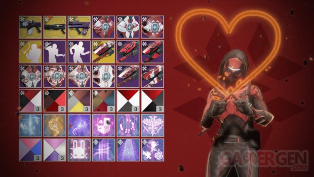 Destiny 2 Jours Garance table loot récompense emote coeur