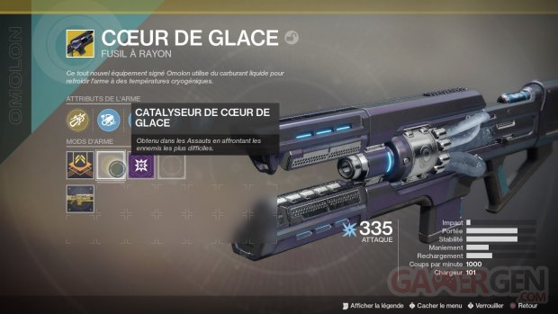 Destiny 2 mise à jour exotiques Cœur de Glace catalyseur