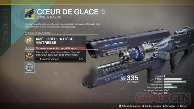 Destiny 2 mise à jour exotiques Cœur de Glace Pièce Maitresse