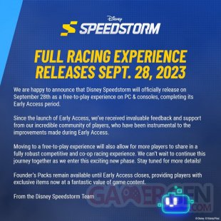 Disney Speedstorm date sortie free to play