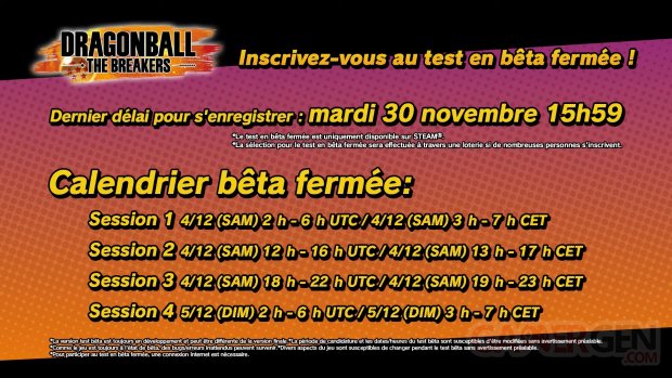 Dragon Ball The Breakers 24 11 2021 dates heure bêta