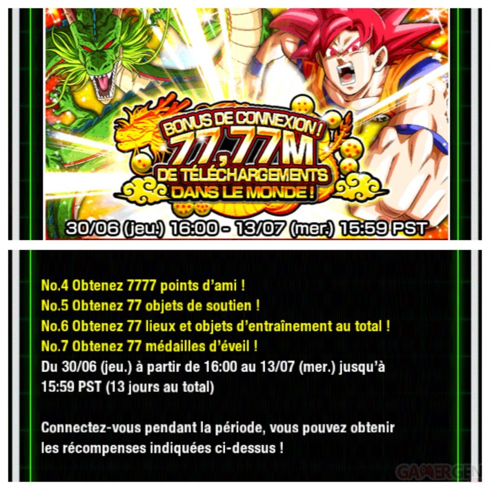 Dragon Ball Z Dokkan Battle bonus connexion 77,77 telechargements images (5)