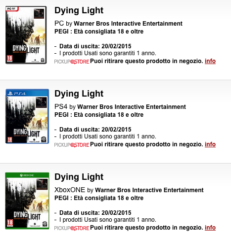 Dying Light GameStop Italy