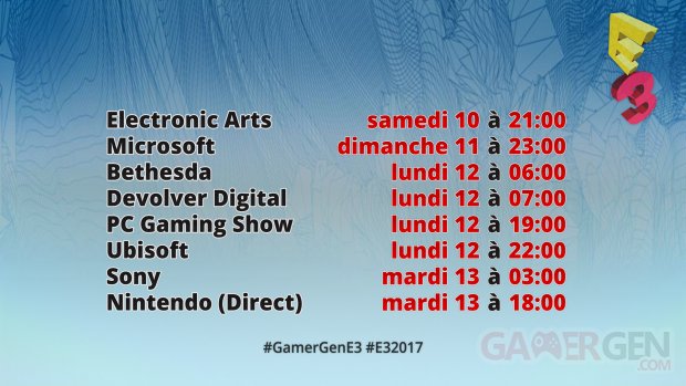E3 2017 GG confs programme ok