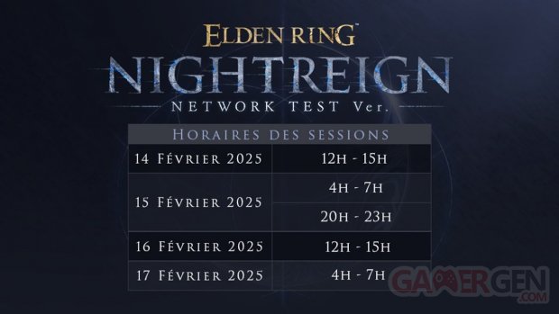 ELDEN RING NIGHTREIGN test réseau bêta horaires france