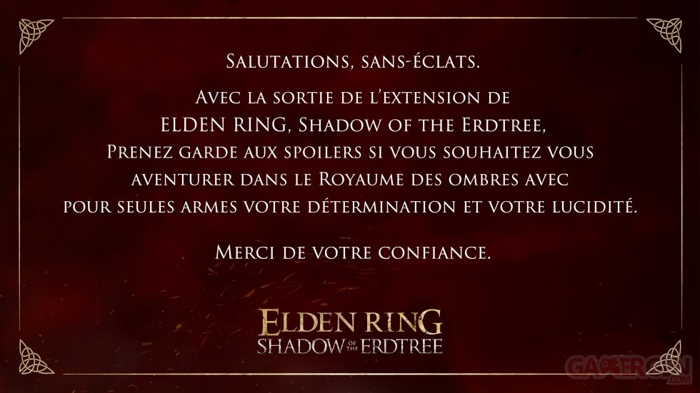 Elden Ring Shadow of the Erdtree communiqué spoil