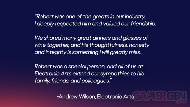 Electronic Arts Andrew Wilson décès Robert Altman 04 02 2021