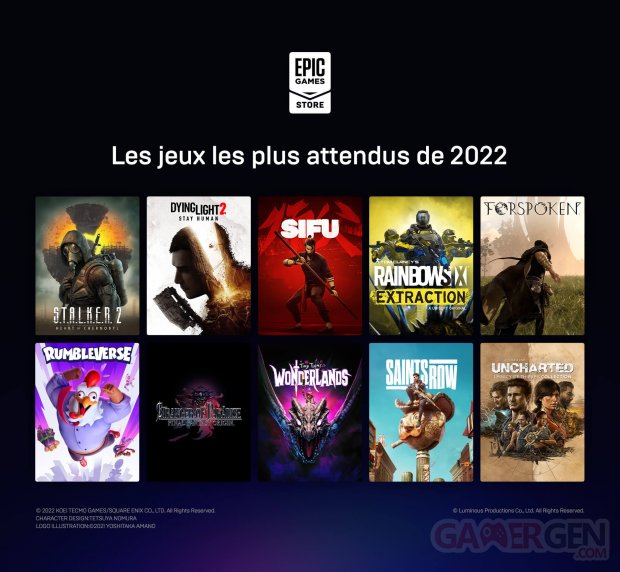 Epic Games Store jeux attendus 2022