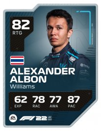 F122 DriverCard ALEXANDER ALBON A1 RATED Update 3