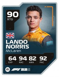 F122 DriverCard LANDO NORRIS A1 RATED