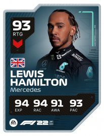 F122 DriverCard LEWIS HAMILTON A1 RATED Update 3