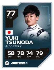 F122 DriverCard YUKI TSUNODA A1 RATED Update 3
