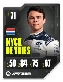 F123 DriverCard NYCK DE VRIES A1 RATED