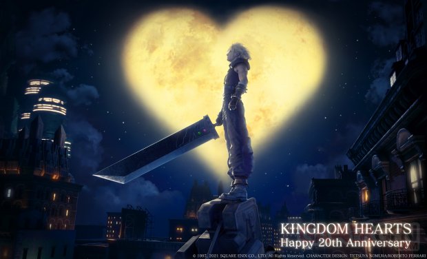 Final Fantasy VII Remake 28 03 2022 Kingdom Hearts 20th anniversary artwork Cloud Strife fond d'écran wallpaper