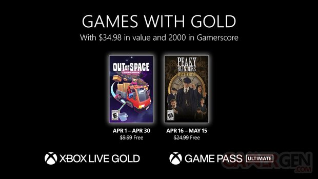 Games Wtih Gold Xbox Live avril 2023