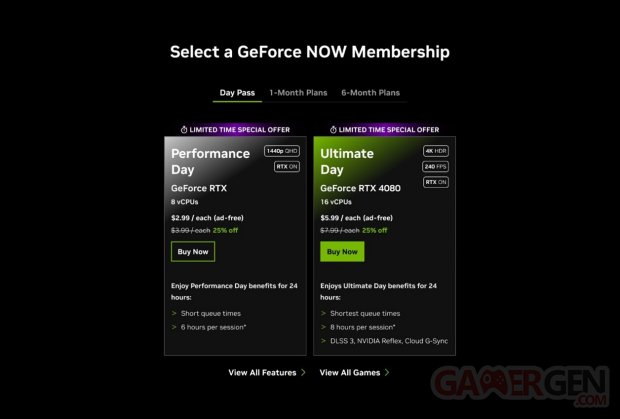 GeForce NOW pass journalier promo