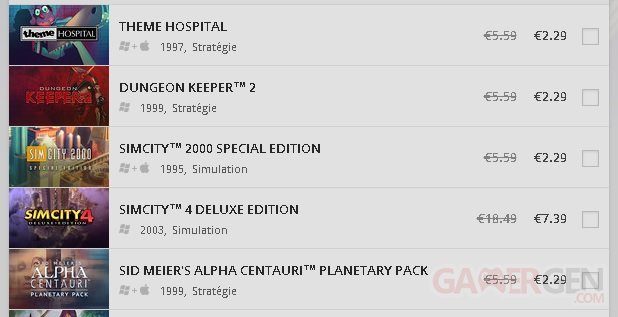 Good Old Games GOG EA Soldes