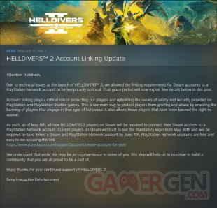 Helldivers 2 PlayStation Network message 03 05 2024