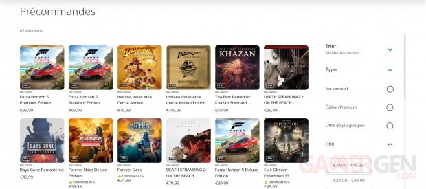 Indiana Jones Cercle Ancien Forza Horizon 5 Précommande PlayStation Store PS5