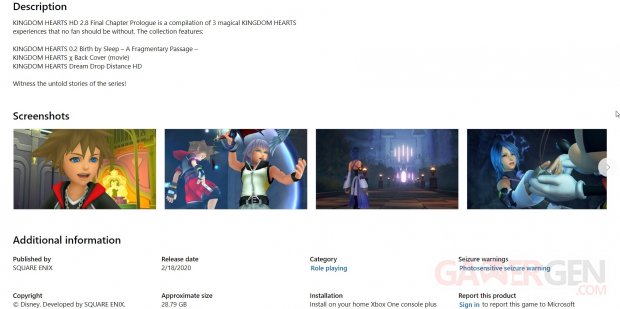 Kingdom Hearts HD 2.8 Final Chapter Prologue Microsoft Store 07 02 2020