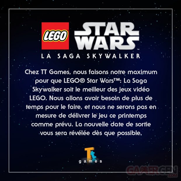 LEGO Star Wars La Saga Skywalker report date sortie