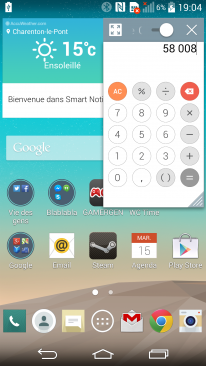 LG G3 screenshot calculatrice QSlide