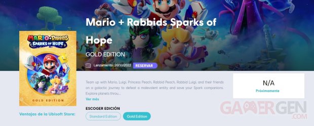 Mario The Lapins Crétins Sparks of Hope fuite Ubisoft Store 27 06 2022