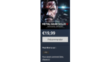 Metal Gear Solid V Ground Zeroes pre?commande PlayStation Store PS3