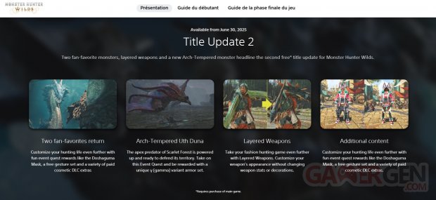 Monster Hunter Wilds mise à jour fuite PlayStation screenshot 22 06 2025