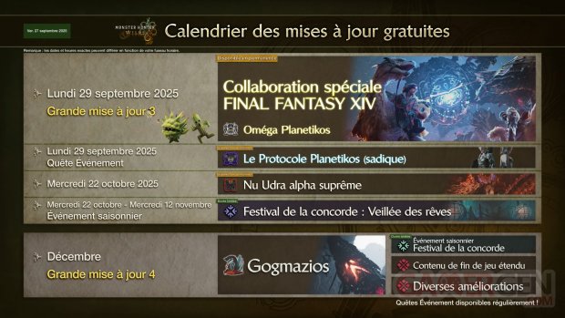 Monster Hunter Wilds roadmap fr 27 09 2025